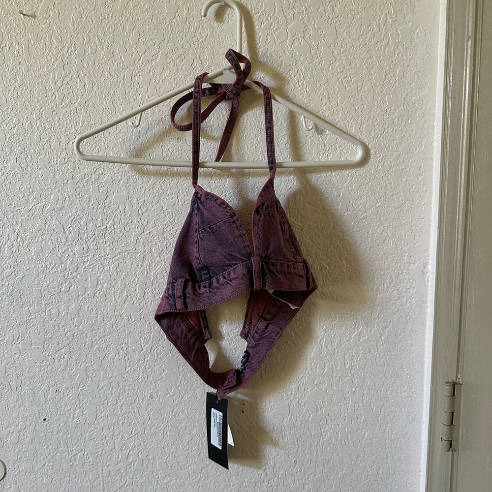 Acid Wash Denim Bralet